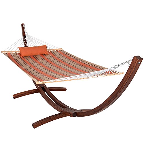 Lazydaze Hammocks&reg Sunbrella&reg Fabric Hammock And 12 Feet Wood Arc Hammock Standbackyard Combo Set passage Poppy