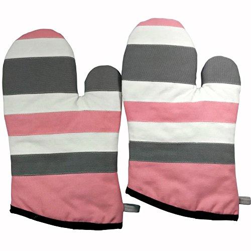 pink Circle Heat Resistant Patchwork Micro-oven Glovescanvas Mitts 2-pack